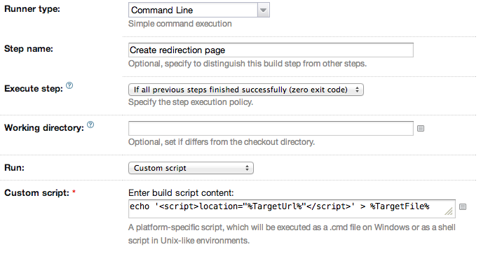 Configuring build step